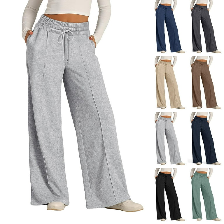 TQWQT Cargo Sweatpants for Women Casual Elastic Drawstring Wide Leg Gym Sweatpants Oversized Low Waisted Tall Joggers with Pockets Mint Green M Walmart