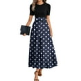 thumbnail image 1 of TQWQT Casual Dresses for Women Short Sleeve Teacher Dress Polka Dot Print Work Maxi Dresses Empire Waist Maternity T-Shirt Dress Plus Size Modest Clothing Dark Blue XXL, 1 of 3