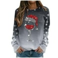 thumbnail image 1 of TQWQT Christmas Sweater for Women Ugly Santa Xmas Tree Wine Glass Graphic Shirt Merry Christmas Pullover Top, 1 of 1