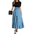 thumbnail image 1 of TQWQT Church Dresses for Women Short Sleeve Teacher Dress Polka Dot Print Business Maxi Dresses Long Flowy Patchwork Ruffle Hem A Line Dresses Formal Business Casual Outfits Sky Blue M, 1 of 3