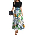 thumbnail image 1 of TQWQT Church Dresses for Women Short Sleeve Work Maxi Dresses Floral Print Flowy Empire Waist T-Shirt Dress Fashion Teacher Outfits Green XL, 1 of 4