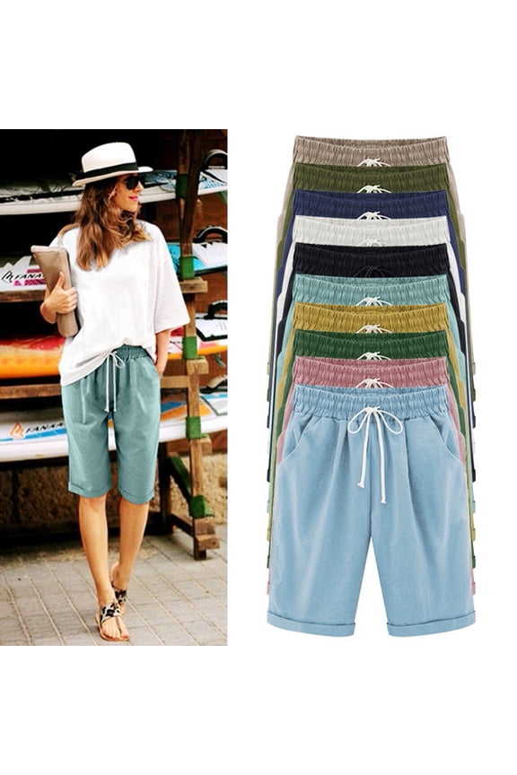 Coffee Shorts Women Dressy Casual Bermuda Shorts Knee Length High Waisted Long Shorts Trendy Summer Ladies Shorts with Pockets Coffee 4XL