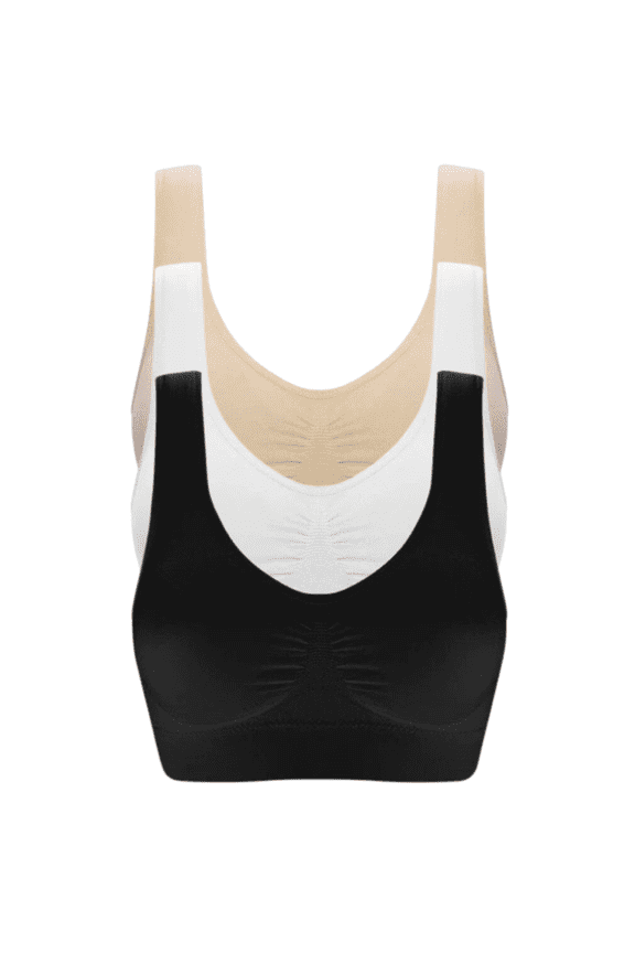 Comfortable Bra,3 Pack Seamless Removable Pads Sleep Bras,Yoga Bra,Sports Bras for Women