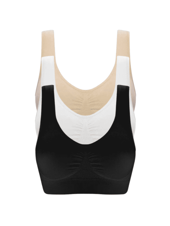 TQWQT Comfortable Bra,3 Pack Seamless Removable Pads Sleep Bras,Yoga Bra,Sports Bras for Women