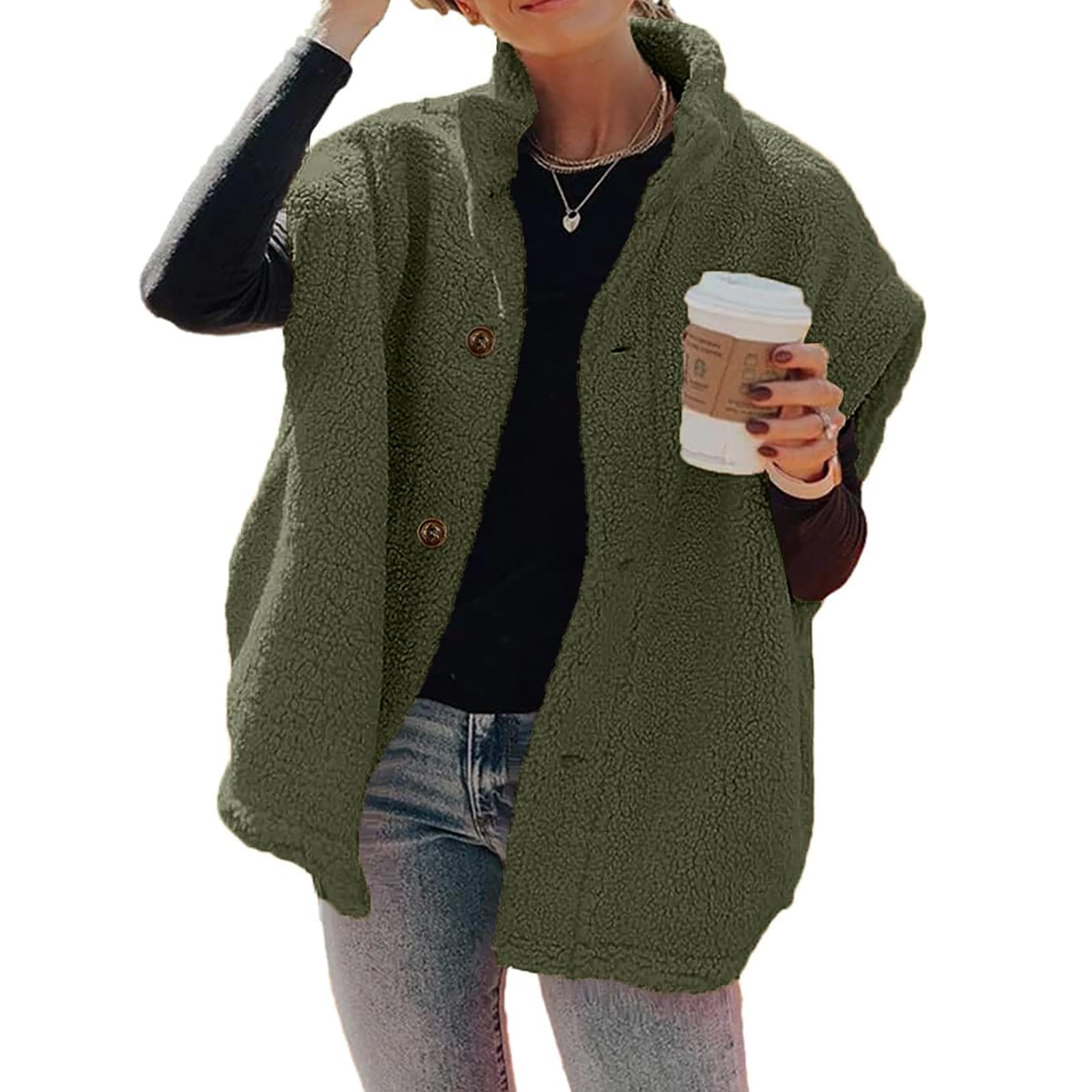 TQWQT Dark Green Vest Women Casual Oversized Warm Fleece Long Puffer ...
