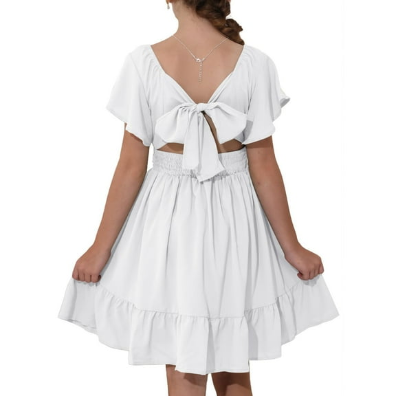 TQWQT Dresses for Girls Girls Summer Dresses Kids Square Neck School Dress Size 12-13 Cute Basic Tween Girls Clothes Trendy Summer Outfits