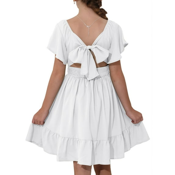 TQWQT Dresses for Girls Girls Summer Dresses Kids Square Neck School Dress Size 12-13 Cute Basic Tween Girls Clothes Trendy Summer Outfits