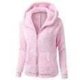 thumbnail image 1 of TQWQT Fuzzy Fleece Winter Coats for Women Plus Size Zip Up Hoodie Lightweight Cardigan Jackets Sherpa Coats with Pockets Pink 2XL, 1 of 4