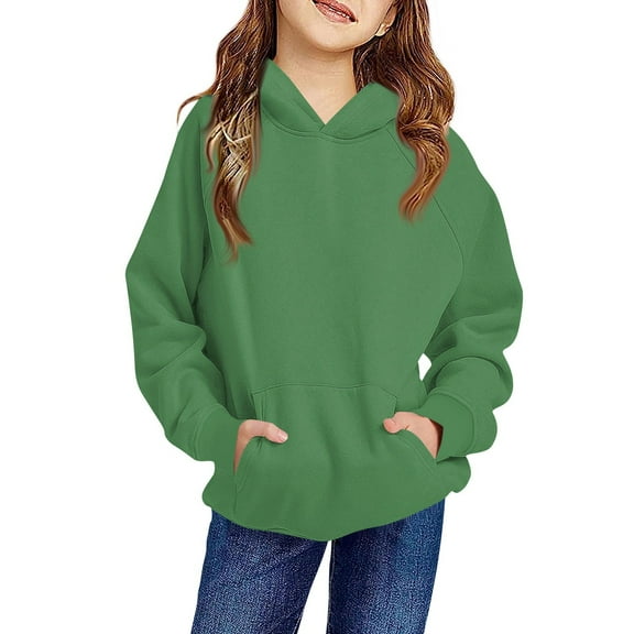 TQWQT Girl's Green Hoodie Oversized Basic Sweatshirts Long Sleeve Size 10-12 Hoodie Cute Hooded Pullover Top Trendy Tween Girl Clothing 11-12 Years