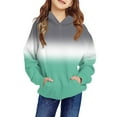 thumbnail image 1 of TQWQT Girl's Mint Green Hoodie Size 10-12 Oversized Gradient Drawstring Sweatshirts Long Sleeve Pullover Top Cute Kids Preppy Clothes 4-5 Years, 1 of 4