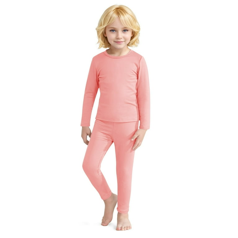 TQWQT Girl's Pajamas Thermal Underwear Fleece Thermals Top and