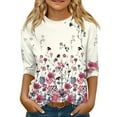 thumbnail image 1 of TQWQT Girls 3/4 Sleeve Shirts Fall Cute Floral Shirts Size 10-12 Shirt Trendy Kids Crewneck Tshirt Girls Tops Tween Girls Clothes Purple Pink 13-14 Years, 1 of 4