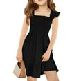 thumbnail image 1 of TQWQT Girls Black Dresses Summer Cute Girls Sundress Size 10-12 Crew Neck Smocked Dresses Sleeveless Kids Tween Girls Clothes Black 150, 1 of 7