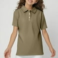 thumbnail image 1 of TQWQT Girls Camel Polo Shirts Size 3-4 Short Sleeve Button Down Collared Shirt Casual Loose V Neck Tshrits Kids Uniform Shirts Blouses Summer Tops 110, 1 of 5