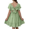 thumbnail image 1 of TQWQT Girls Dresses Size 10-11 Green Twirl Dress Tween Girls Clothes Kids Square Neck Cute Formal Dress Off Shoulder Summer Outfits, 1 of 7