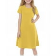 thumbnail image 1 of TQWQT Girls Dresses Summer Short Sleeve Girls Yellow Dress Size 10-12 Crewneck Skater Dress Cute Kids Tween Girls T-Shirt Dress Yellow 110, 1 of 6