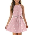 thumbnail image 1 of TQWQT Girls Dresses Summer Sleeveless Girls Halter Dress Size 10-12 Kids Tie Front Party Dress Cute Polka Dot Print Tween Girls Clothes Pink 130, 1 of 5