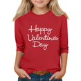 thumbnail image 1 of TQWQT Girls Heart Graphic 3/4 Sleeve Valentines Shirt Trendy Girls Tops Tee Shirt Crewneck Size 3-4 Cute Love Heart Tween Girls Clothes Kids Spring Outfits, 1 of 5