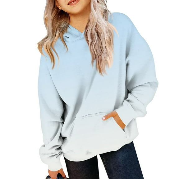 TQWQT Girls Hoodie Size 10-12 Hooded Long Sleeve Plain Pullover Top Gradient Sweatshirts for Teen Girls Oversized Cute Sweatshirts 11-12 Years