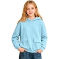 thumbnail image 1 of TQWQT Girls Hoodie Sweatshirt Kids Long Sleeve Pullover Tops Casual Solid Color Hooded Jacket Children Clothing Fashion Outerwear Sky Blue 2-3 Years, 1 of 3