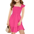 thumbnail image 1 of TQWQT Girls Hot Pink Dresses Summer Basic Dress Sleeveless Size 10-12 Cute Smocked Sundress Kids Crewneck Swing Dresses Girls Dresses Tween Girls Clothes Hot Pink 110, 1 of 7