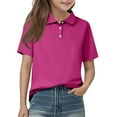 thumbnail image 1 of TQWQT Girls Hot Pink Golf Polo Shirts Size 13-14 3-Button Collared Shirt Short Sleeve School Golf Polos Lightweight Breathable Dressy Tops 160, 1 of 6