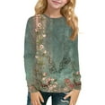thumbnail image 1 of TQWQT Girls Long Sleeve Shirts Ethnic Floral Print Graphic Tee Trendy Size 10-12 Cute Shirt Kids Crewneck Tee Shirts Girls Tops Tween Girls Clothes, 1 of 5