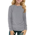 thumbnail image 1 of TQWQT Girls Long Sleeve Shirts Trendy Gray Shirts Size 10-12 Cute Basic Shirt Kids Crew Neck Tshirts Girls Tops Tween Girls Clothes 7-8 Years, 1 of 6