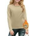 thumbnail image 1 of TQWQT Girls Long Sleeve Shirts Warm Khaki Shirts Size 3-4 Fleece Lined Girls Tops Shirt Kids Crewneck Tshirt Plain Tween Girls Clothes, 1 of 6