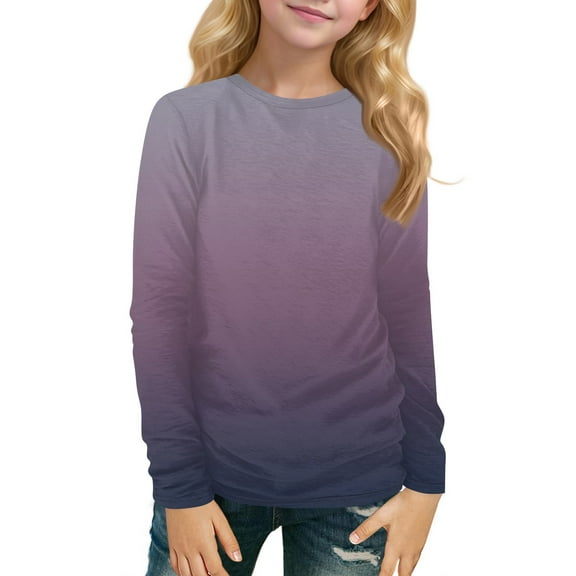 TQWQT Girls Long Sleeve Shirts Winter Cute Graphic Shirts Kids Crewneck Size 11-12 Tshirt Trendy Girls Tops Tween Girls Clothes