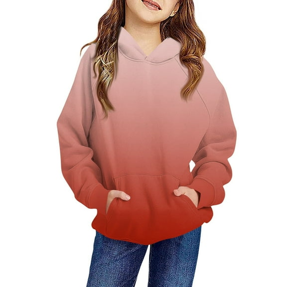 TQWQT Girls Oversized Hoodie Red Hoodies Size 10-12 Long Sleeve Gradient Hoodie Cute Hooded Pullover Hoodies Trendy Tween Girl Clothing 5-6 Years
