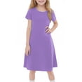 thumbnail image 1 of TQWQT Girls Purple Dresses Short Sleeve Beach Dress Size 10-12 Cute Girls Sundress A Line Dresses Kids Crew Neck Skater Dress Girls Dresses Tween Girls T-Shirt Dress Purple 130, 1 of 6