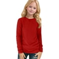thumbnail image 1 of TQWQT Girls Red Long Sleeve Shirt Plain Tshirt Kids Crewneck Size 10-12 Cute Girls Tops Tween Girls Clothes Trendy Fall Outfits 5-6 Years, 1 of 6