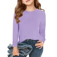 thumbnail image 1 of TQWQT Girls Tops Size 10-12 Long Sleeve Shirts Spring Cute Light Purple Shirts Kids Crewneck Size 10-12 T-shirts Toddler Basic Tween Girls Clothes 130, 1 of 5