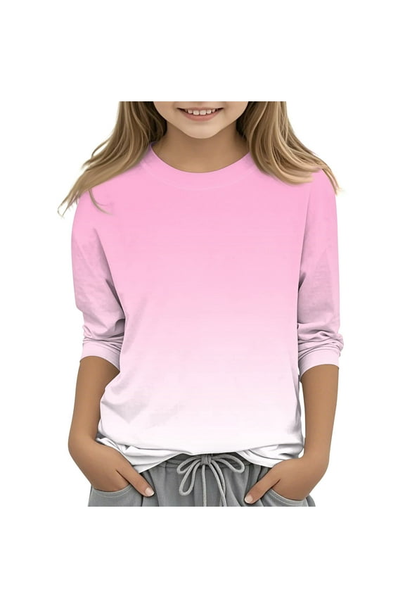 Girls Tops Size 9-10 3/4 Sleeve Shirt Teen Graphic Kids Tween Girls Clothes Crewneck Cute Tee Shirt Trendy Fall Outfits