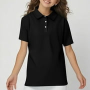 TQWQT Golf Polo Shirts for Girl Size 5-6 Summer School Short Sleeve Button Down Shirt Lightweight Dressy Casual Uniform Shirts Tops 2025 120