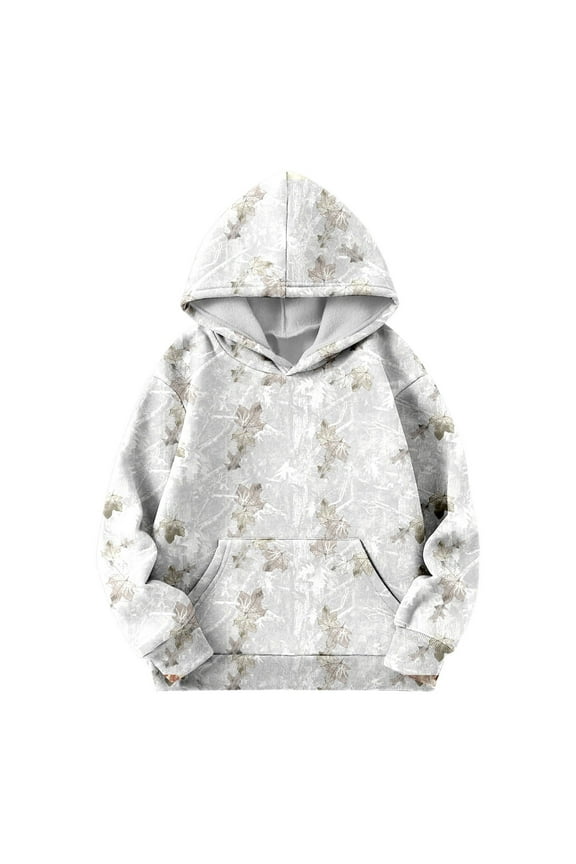TQWQT Graphic Camo Hoodie for Girls Kids 2-3 Years Long Sleeve Maple Leaf Print Cute Sweatshirts for Teen Girls Drawstring Hoodie Pullover Preppy Clothes