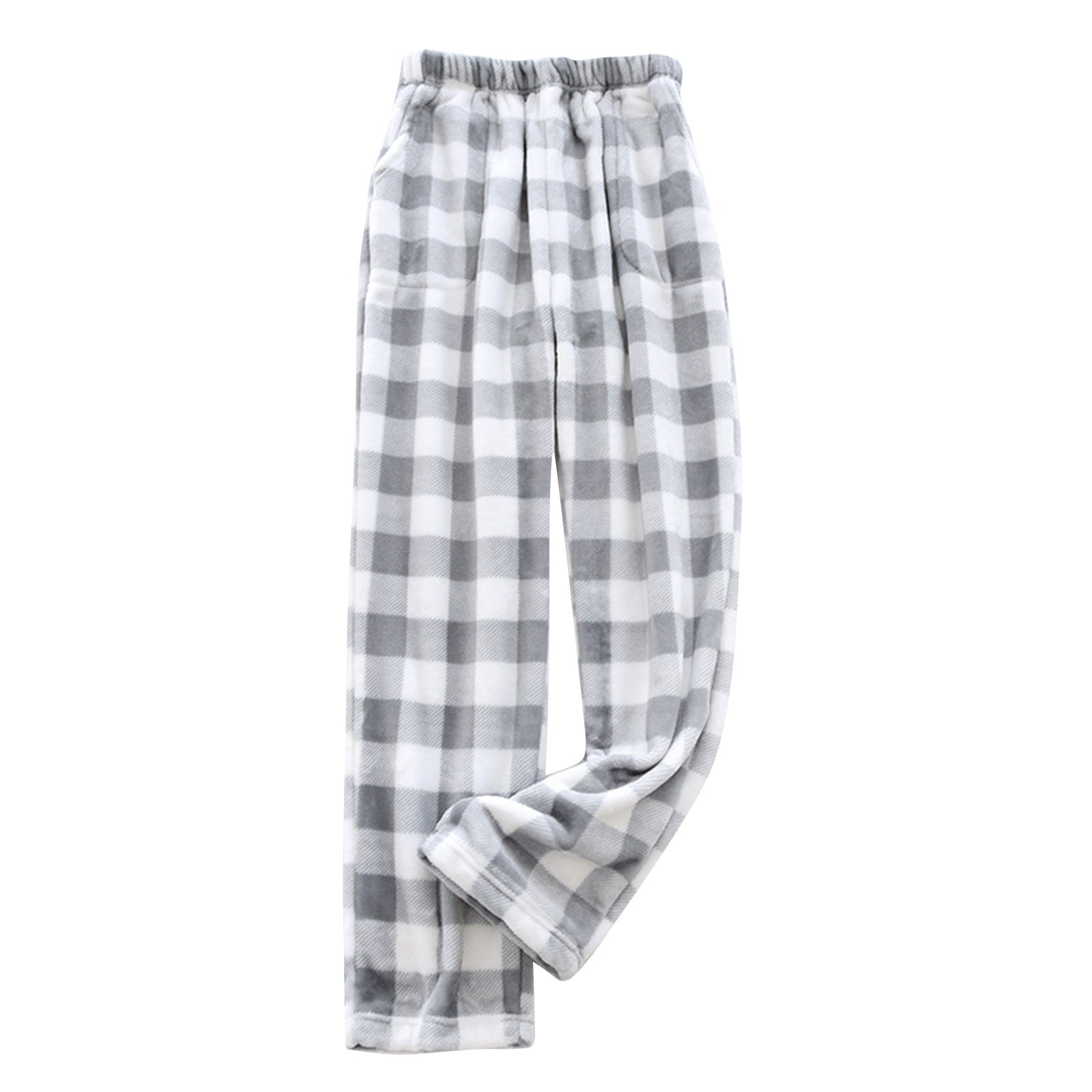 TQWQT Gray Buffalo Plaid Pajama Pants Women Fleece Pajamas Stretch ...