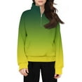 thumbnail image 1 of TQWQT Half Zip Sweatshirt Kids Girls Hoodie Long Sleeve Gradient Color Cute Crop Tops Tween Girls Pullover Trendy 10-12 Clothes for Girls Green 160(13-14Y), 1 of 5