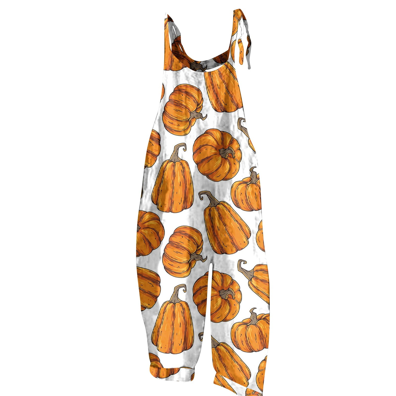 TQWQT Halloween Jumpsuit for Womens Pumpkin Printed Romper Loose Fit ...