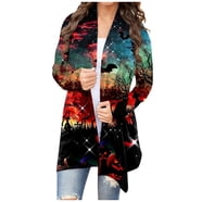 WLLW Women's Long Sleeve Open Front Cardigan With Skull Back Cut Out