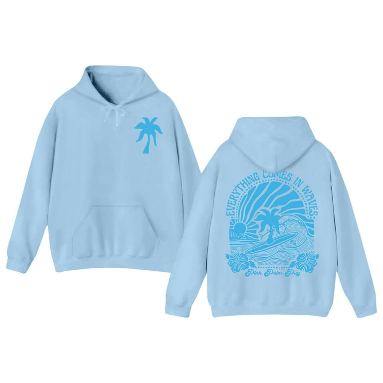 TQWQT Hoodies for Girls Long Sleeve Letter Print Cute Graphic Hoodie Sky Blue Palm Puff Hoodie Drawstring Preppy Pullover Trendy Kids 9 10 Years Sweatshirts Walmart