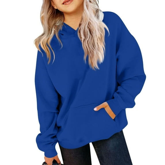 TQWQT Hoodies for Teen Girls Oversized Basic Sweatshirts Long Sleeve Size 10-12 Hoodie Cute Drawstring Pullover Top Kids Preppy Clothes 5-6 Years