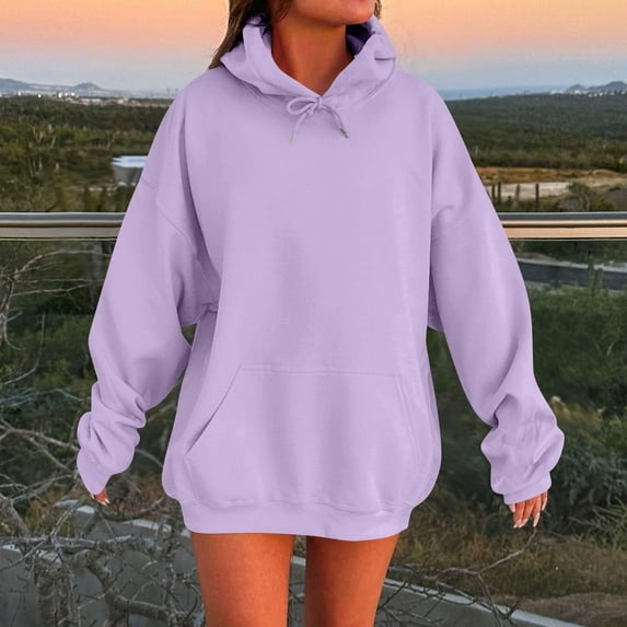 TQWQT Hoodies for Women Oversized Hoodies Pullover Cute Y2k Pullover Hooded Sweatshirts Long Sleeve Plain Y2k Hoodie with Pockets Light Purple 5XL