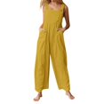 thumbnail image 1 of TQWQT Jumpsuits for Women Summer Loose Sleeveless Adjustable Straps Bib Wide Leg Jumpsuit with Pockets,Yellow M, 1 of 5