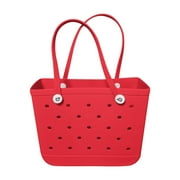 TQWQT Large Rubber Waterproof Beach Tote Bag, Beach Storage Basket Open Hole Tote Bag