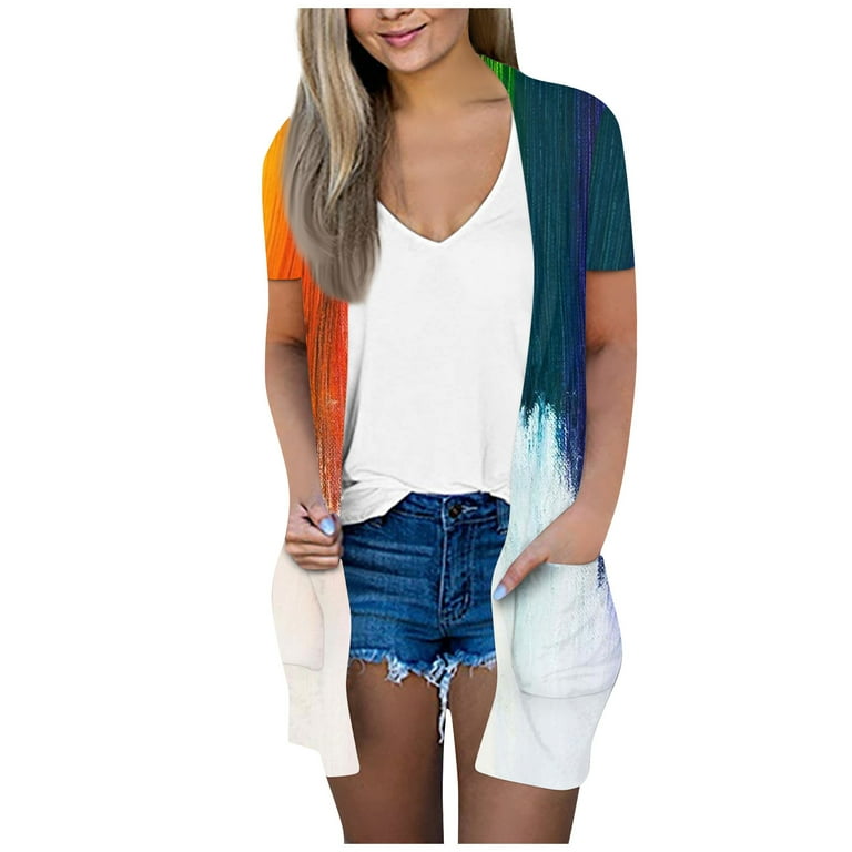 Short sleeve open front long cardigan outlet