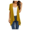 thumbnail image 1 of TQWQT Lightweight Summer Cardigan for Women Short Sleeve Cardigan Open Front Lightweight Summer Cardigan Kimono Casual Soft Draped Vest with Pockets High Low Hem 2023 Khaki XXXL, 1 of 5