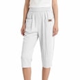thumbnail image 1 of TQWQT Linen Capri Pants for Women Dressy Casual Cropped Pants Wide Leg Elastic Waist Trendy Summer Plus Size Lounge Pants with Pockets White L, 1 of 3