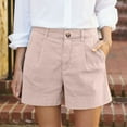 thumbnail image 1 of TQWQT Linen Shorts for Women Dressy Casual Bermuda Shorts High Rise Wide Leg 5 Inch Inseam Shorts with Pockets Trendy Summer Pleated Shorts Pink 2XL, 1 of 7